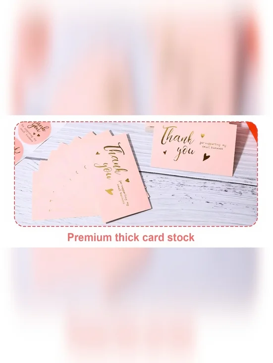 Small Business Packaging Bundle 20 Polymailers 100 Stickers 20 Cards Pink & Gold - Picture 5 of 7
